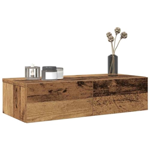 HaoChrymec Wandregal mit Schubladen aus Holzwerkstoff, Schwebendes Regal mit Schublade für Wohnzimmer, Schlafzimmer, Bücherregal Wand, Nachttisch Hängend, Altholz-Optik, 60 x 26.5 x 15 cm HaoChrymec Wandregal mit Schubladen aus Holzwerkstoff, Schwebendes Regal mit Schublade für Wohnzimmer, Schlafzimmer, Bücherregal Wand, Nachttisch Hängend, Altholz-Optik, 60 x 26.5 x 15 cm von HaoChrymec