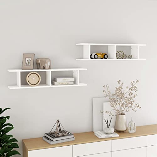 HaoChrymec Wandregale 2 STK. mit Holzwerkstoff, Schwebendes Regal Design, Bücherregal Wand, Küchenregal Wand, Modernes Wand Regal, Für Badezimmer, Weiß, 90 x 18 x 20 cm von HaoChrymec