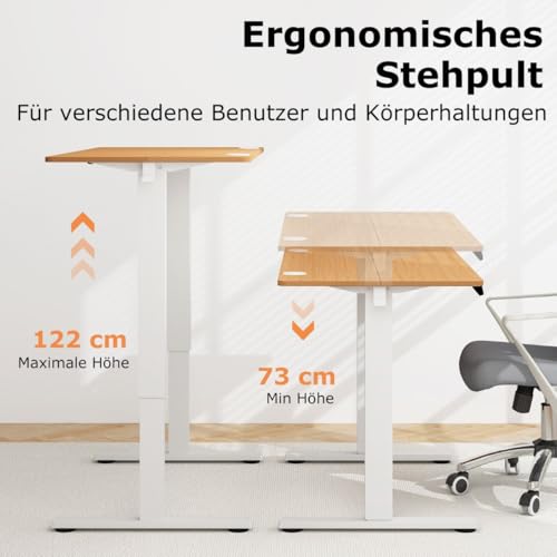Höhenverstellbarer Schreibtisch 120 x 60 cm Elektrischer Stehschreibtisch, Ergonomisches Design, 3 Speicheroptionen, Kurbel, Computer Desk, Rustikales Natur + Weiß Höhenverstellbarer Schreibtisch 120 x 60 cm Elektrischer Stehschreibtisch, Ergonomisches Design, 3 Speicheroptionen, Kurbel, Computer Desk, Rustikales Natur + Weiß von HaoChrymec