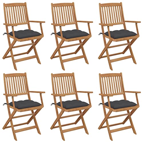 Klappbare Gartenstühle 6 STK. mit Kissen, Massivholz Akazie, Klappstuhl Design, Komfortable Sitzpolster, Balkonstühle, Terrassenstuhl Außen, Anthrazit, 54 x 57 x 91 cm Klappbare Gartenstühle 6 STK. mit Kissen, Massivholz Akazie, Klappstuhl Design, Komfortable Sitzpolster, Balkonstühle, Terrassenstuhl Außen, Anthrazit, 54 x 57 x 91 cm von HaoChrymec