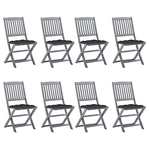 Klappbare Gartenstühle 8 STK. aus Massivholz Akazie mit Sitzkissen, Klappbar, Gartenstühle für Balkon und Terrasse, Terrassenstuhl Außen, Anthrazit, 48.5 x 57 x 91 cm Klappbare Gartenstühle 8 STK. aus Massivholz Akazie mit Sitzkissen, Klappbar, Gartenstühle für Balkon und Terrasse, Terrassenstuhl Außen, Anthrazit, 48.5 x 57 x 91 cm von HaoChrymec