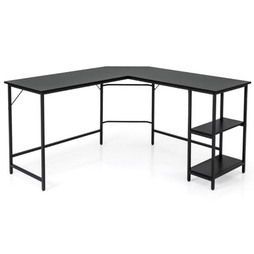 L-Form Schreibtisch mit 2 Ablagen, Ecktisch mit Abnehmbarem Regal, Gaming Tisch L-Form, Computer Desk, Schreibtisch für Büro & Studium, Schwarz, 138 x 138 x 75.5 cm L-Form Schreibtisch mit 2 Ablagen, Ecktisch mit Abnehmbarem Regal, Gaming Tisch L-Form, Computer Desk, Schreibtisch für Büro & Studium, Schwarz, 138 x 138 x 75.5 cm von HaoChrymec