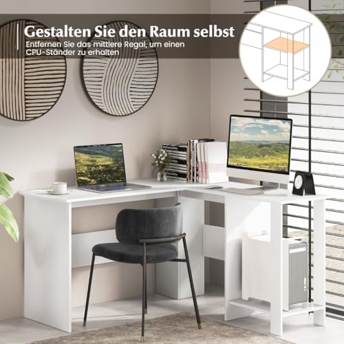 L-Form Schreibtisch mit 2 Kabellöchern und Ablagefächern, Eckschreibtisch für Büro und Home-Office, Gaming Tisch, Study Table, Weiß, 130 x 130 x 74 cm L-Form Schreibtisch mit 2 Kabellöchern und Ablagefächern, Eckschreibtisch für Büro und Home-Office, Gaming Tisch, Study Table, Weiß, 130 x 130 x 74 cm von HaoChrymec