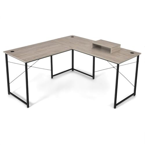 L-Form Schreibtisch mit Monitorständer & 3 Kabellöchern, Reversibler Eckschreibtisch für Home Office, Gaming Tisch L-Form, Computer Desk, Hellgrau, 150 x 150 x 74 cm L-Form Schreibtisch mit Monitorständer & 3 Kabellöchern, Reversibler Eckschreibtisch für Home Office, Gaming Tisch L-Form, Computer Desk, Hellgrau, 150 x 150 x 74 cm von HaoChrymec