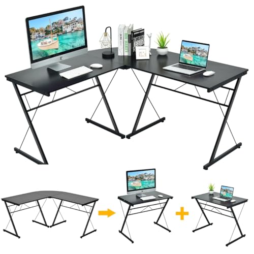 L-Form Schreibtisch mit P2 MDF und Eisenrohr, Stabile Konstruktion, Flexibles Design, Gaming Tisch L-Form, Schreibtisch Eckschreibtisch, Study Table für Büro und Zuhause, Schwarz, 150 x 150 x 76 cm L-Form Schreibtisch mit P2 MDF und Eisenrohr, Stabile Konstruktion, Flexibles Design, Gaming Tisch L-Form, Schreibtisch Eckschreibtisch, Study Table für Büro und Zuhause, Schwarz, 150 x 150 x 76 cm von HaoChrymec