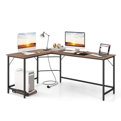 L-förmiger Computertisch mit Steckdose & CPU-Ständer, Robuster Metallrahmen, Schreibtisch Eckschreibtisch, Gaming Tisch L-Form, Study Table, Natur, 125 x 50 x 74,5 cm & 168 x 50 x 74,5 cm L-förmiger Computertisch mit Steckdose & CPU-Ständer, Robuster Metallrahmen, Schreibtisch Eckschreibtisch, Gaming Tisch L-Form, Study Table, Natur, 125 x 50 x 74,5 cm & 168 x 50 x 74,5 cm von HaoChrymec