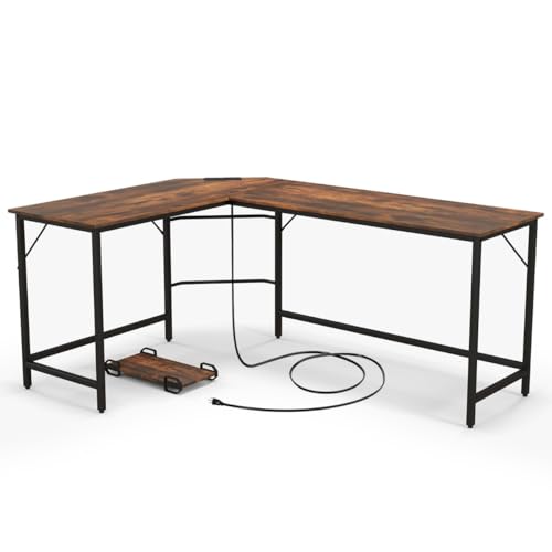 L-förmiger Computertisch mit Steckdose & CPU-Ständer, Robuster Metallrahmen, Schreibtisch Eckschreibtisch für Gaming & Büro, Study Table, Braun, 125 x 50 x 74,5 cm & 168 x 50 x 74,5 cm L-förmiger Computertisch mit Steckdose & CPU-Ständer, Robuster Metallrahmen, Schreibtisch Eckschreibtisch für Gaming & Büro, Study Table, Braun, 125 x 50 x 74,5 cm & 168 x 50 x 74,5 cm von HaoChrymec