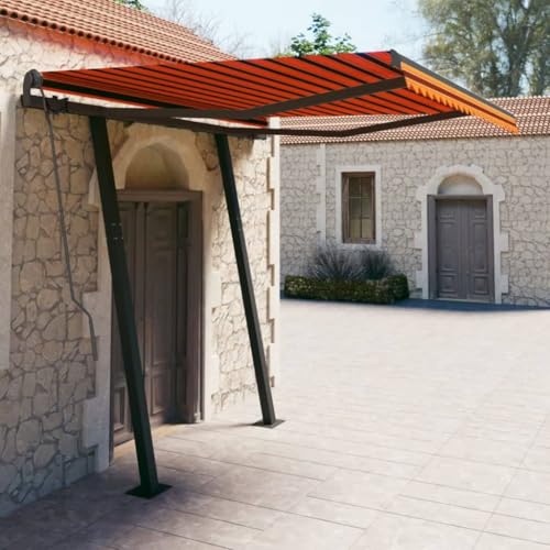Markise Automatisch Einziehbar mit Pulverbeschichtetem Aluminiumrahmen, Sonnenschutz für Balkon, Freistehende Markise, Klemmmarkise Balkon, Orange Braun, 350x250 cm Markise Automatisch Einziehbar mit Pulverbeschichtetem Aluminiumrahmen, Sonnenschutz für Balkon, Freistehende Markise, Klemmmarkise Balkon, Orange Braun, 350x250 cm von HaoChrymec