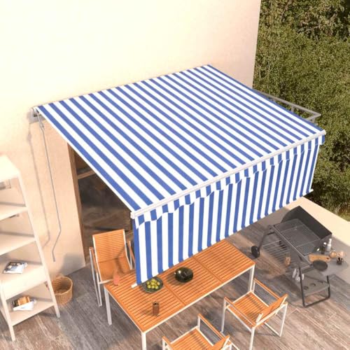 Markise Einziehbar mit Pulverbeschichtetem Aluminiumrahmen, Automatisch mit Fernbedienung, Sonnenschutz für Balkon und Terrasse, Klemmmarkise Balkon, Sonnensegel Balkon, Blau und Weiß, 400 x 300 cm Markise Einziehbar mit Pulverbeschichtetem Aluminiumrahmen, Automatisch mit Fernbedienung, Sonnenschutz für Balkon und Terrasse, Klemmmarkise Balkon, Sonnensegel Balkon, Blau und Weiß, 400 x 300 cm von HaoChrymec