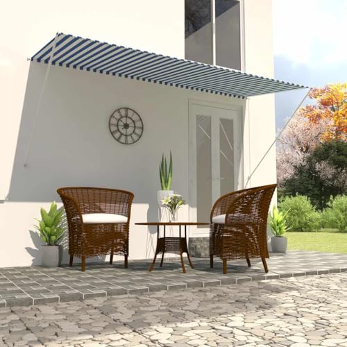 Markise Einziehbar mit Stahlrahmen, UV- und Wasserbeständig, Sonnenschutz für Balkon und Garten, Freistehende Markise, Klemmmarkise Balkon, Blau und Weiß, 300 x 150 cm Markise Einziehbar mit Stahlrahmen, UV- und Wasserbeständig, Sonnenschutz für Balkon und Garten, Freistehende Markise, Klemmmarkise Balkon, Blau und Weiß, 300 x 150 cm von HaoChrymec