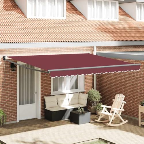 Markise Manuell mit Pulverbeschichtetem Aluminiumrahmen, UV-beständigem Polyesterstoff, Einziehbar, Sonnenschutz für Balkon und Terrasse, Klemmmarkise Balkon, Burgunderrot, 400 x 300 cm Markise Manuell mit Pulverbeschichtetem Aluminiumrahmen, UV-beständigem Polyesterstoff, Einziehbar, Sonnenschutz für Balkon und Terrasse, Klemmmarkise Balkon, Burgunderrot, 400 x 300 cm von HaoChrymec