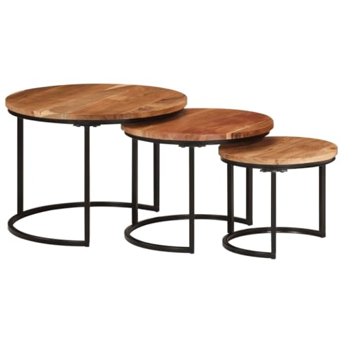 Satztische 3 Stk. aus Massivholz Akazie, Recyceltes Material, Vielseitig als Beistelltisch Set, Coffee Table für Wohnzimmer, Büro, Modernes Design, Schwarz, 55 x 40 cm, 45 x 35 cm, 35 x 29 cm Satztische 3 Stk. aus Massivholz Akazie, Recyceltes Material, Vielseitig als Beistelltisch Set, Coffee Table für Wohnzimmer, Büro, Modernes Design, Schwarz, 55 x 40 cm, 45 x 35 cm, 35 x 29 cm von HaoChrymec