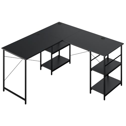 Schreibtisch L-Form mit 4 Ablagen, Reversibler Eckschreibtisch, 151 x 151 x 75 cm, Schwarz, Gaming Tisch, Computer Desk für Home Office, Study Table Schreibtisch L-Form mit 4 Ablagen, Reversibler Eckschreibtisch, 151 x 151 x 75 cm, Schwarz, Gaming Tisch, Computer Desk für Home Office, Study Table von HaoChrymec