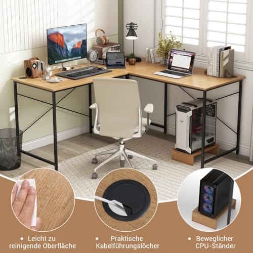 Schreibtisch L-Form mit Reversibler Funktion, Computertisch mit Eingebauter Ladestation, Gaming Tisch L-Form, Schreibtisch Eckschreibtisch für Home Office, Study Table, Natur, 150 x 150 x 75 cm Schreibtisch L-Form mit Reversibler Funktion, Computertisch mit Eingebauter Ladestation, Gaming Tisch L-Form, Schreibtisch Eckschreibtisch für Home Office, Study Table, Natur, 150 x 150 x 75 cm von HaoChrymec
