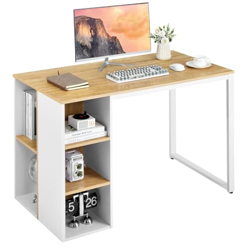 Schreibtisch mit 5 Fächern & Metallrahmen, Moderner Computertisch, Arbeitstisch für Zuhause, Büro, Schlafzimmer, Study Table, Gaming Schreibtisch, Natur, 115 x 59.5 x 75.5 cm Schreibtisch mit 5 Fächern & Metallrahmen, Moderner Computertisch, Arbeitstisch für Zuhause, Büro, Schlafzimmer, Study Table, Gaming Schreibtisch, Natur, 115 x 59.5 x 75.5 cm von HaoChrymec