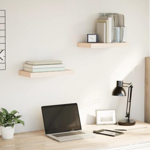 Schweberegale Set mit 2 Stk., Wandregal aus Holzwerkstoff mit Eichenfurnier, Floating Shelves für Bücherregal Wand, Küchenregal Wand, Wand Regal für Badezimmer und Wohnzimmer, 40 x 23.5 x 4 cm Schweberegale Set mit 2 Stk., Wandregal aus Holzwerkstoff mit Eichenfurnier, Floating Shelves für Bücherregal Wand, Küchenregal Wand, Wand Regal für Badezimmer und Wohnzimmer, 40 x 23.5 x 4 cm von HaoChrymec