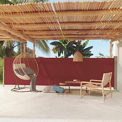 Seitenmarkise Ausziehbar mit UV-beständigem Polyester, Automatische Rückrollfunktion, Sichtschutz für Balkon, Garten oder Terrasse, Freistehende Markise, Rot, 140x600 cm Seitenmarkise Ausziehbar mit UV-beständigem Polyester, Automatische Rückrollfunktion, Sichtschutz für Balkon, Garten oder Terrasse, Freistehende Markise, Rot, 140x600 cm von HaoChrymec
