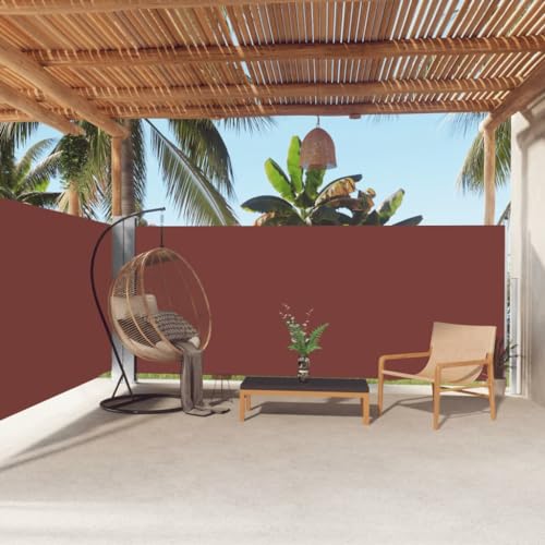 Seitenmarkise Ausziehbar mit UV-beständigem Polyester, Automatische Rückrollfunktion, Sichtschutz für Balkon und Garten, Freistehende Markise, Braun, 160 x (0-600) cm von HaoChrymec