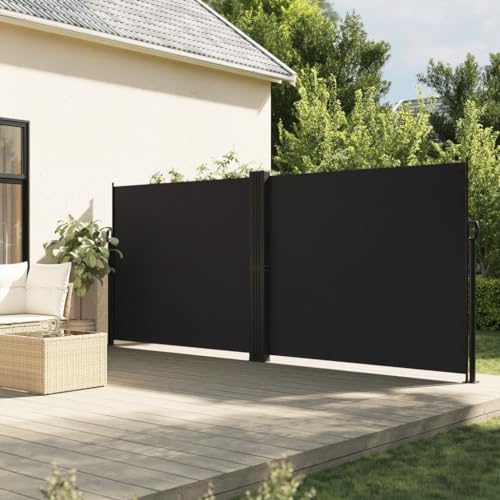 Seitenmarkise Ausziehbar mit UV-beständigem Polyester, Automatische Rückrollfunktion, Sichtschutz für Balkon und Garten, Freistehende Markise, Schwarz, 180 x 1200 cm von HaoChrymec