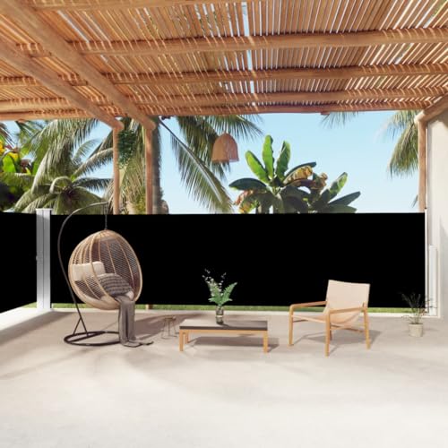 Seitenmarkise Ausziehbar mit UV-beständigem Polyestergewebe, Automatische Rückrollfunktion, Sichtschutz für Balkon und Garten, Freistehende Markise, Schwarz, 160x1000 cm Seitenmarkise Ausziehbar mit UV-beständigem Polyestergewebe, Automatische Rückrollfunktion, Sichtschutz für Balkon und Garten, Freistehende Markise, Schwarz, 160x1000 cm von HaoChrymec