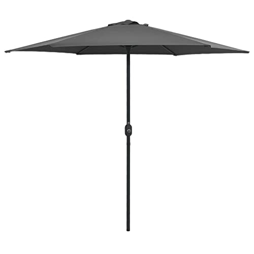 Sonnenschirm mit Aluminium-Mast, 270x246 cm, UV-beständig, Mit Entlüftungsöffnung und Kurbelmechanismus, Sonnenschutz für Balkon, Terrasse, Garten, Anthrazit von HaoChrymec