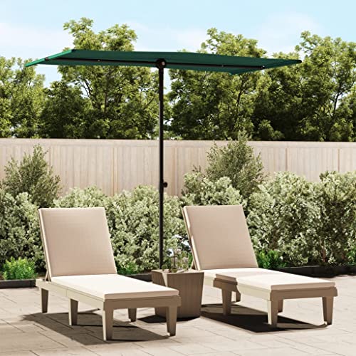 Sonnenschirm mit Aluminium-Mast, Höhenverstellbar, 180 Grad drehbar, UV-beständig, Sonnenschutz für Balkon, Terrasse, Camping, Grün, 180x110x208 cm von HaoChrymec