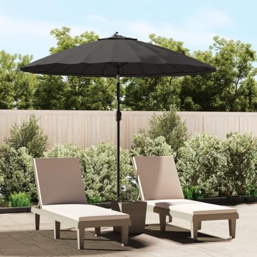 Sonnenschirm mit Aluminium-Mast, UV-beständig, Kurbelsystem, Balkon Schirm, Strandschirm, Sonnenschirm Terrasse, Anthrazit, 270 x 246 cm von HaoChrymec