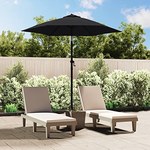 Sonnenschirm mit Aluminiumstange, UV-Schutz-Polyester, Neigbar, Für Terrasse & Balkon, Strandmuschel, Sonnenschirm Camping, Schwarz, 200 x 224 cm von HaoChrymec