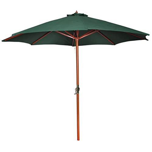 Sonnenschirm mit Hartholz-Mast, Verrottungsfestem Polyesterbezug, Für Balkon und Terrasse, Grün, Durchmesser 3 m, Höhe 258 cm von HaoChrymec