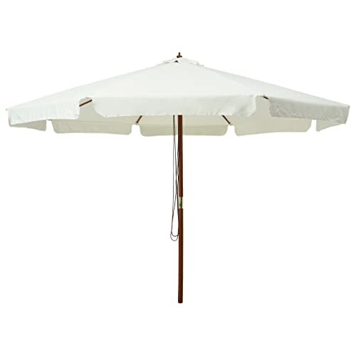 Sonnenschirm mit Holzmast und Doppel-Flaschenzug, UV-beständig, für Balkon, Terrasse, Garten, Azurblau, 330 x 240 cm von HaoChrymec