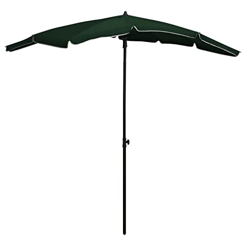 Sonnenschirm mit Mast 200x130 cm aus Polyester und Stahl, Kippbar, Mit Kurbel, Sonnenschutz für Balkon, Terrasse und Camping, Grün von HaoChrymec