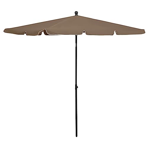 Sonnenschirm mit Mast 210x140 cm aus Polyester und Stahl, Kippbar, Sonnenschutz für Balkon, Terrasse und Camping, Taupe von HaoChrymec