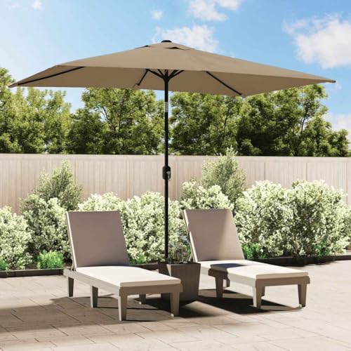 Sonnenschirm mit Metall-Mast, Kurbelsystem, UV-Schutz, Sonnenschirm Balkon, Strandschirm, Sonnenschirm Terrasse, Taupe, 300x200x252 cm von HaoChrymec