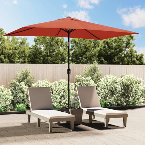 Sonnenschirm mit Metall-Mast, UV-Schutz, Neigbar, 6 Rippen, Sonnenschirm Balkon, Sonnenschirm Terrasse, Strandschirm, Terrakotta, 300x200 cm von HaoChrymec