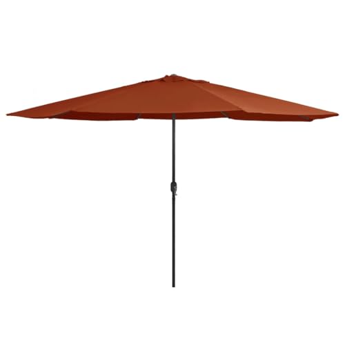 Sonnenschirm mit Metall-Mast, UV-beständiger Polyesterstoff, Entlüftungsöffnung und Kurbelmechanismus, Sonnenschutz für Balkon, Terrasse, Camping, Strandschirm, Terrakotta, 390 x 247 cm von HaoChrymec
