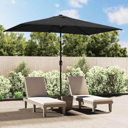 Sonnenschirm mit Metall-Mast, UV-beständiger Polyesterstoff, Kippbar, Mit Kurbelsystem, Sonnenschirm Balkon, Strandschirm, Sonnenschirm Terrasse, Anthrazit, 300 x 200 x 252 cm von HaoChrymec