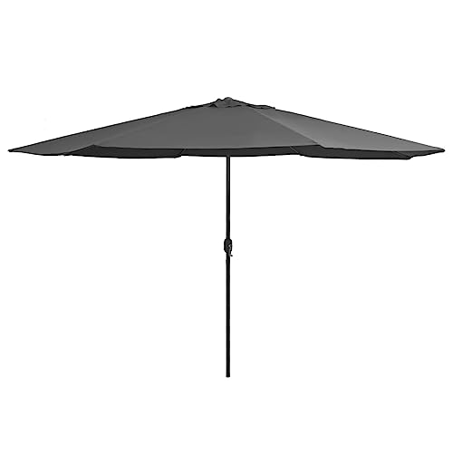 Sonnenschirm mit Metall-Mast, UV-beständiges Polyester, Kurbelmechanismus, Entlüftungsöffnung, Sonnenschirm Balkon, Strandschirm, Terrasse, Anthrazit, 390 x 247 cm von HaoChrymec