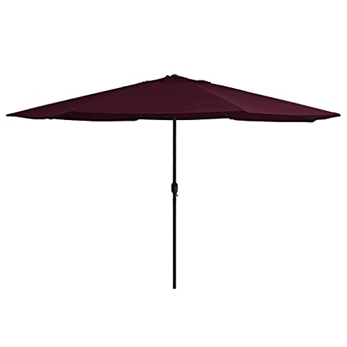 Sonnenschirm mit Metall-Mast 390 cm, Langlebiger Polyesterstoff, Kurbelmechanismus, Sonnenschutz für Balkon, Terrasse und Camping, Bordeauxrot, 390 x 247 cm von HaoChrymec