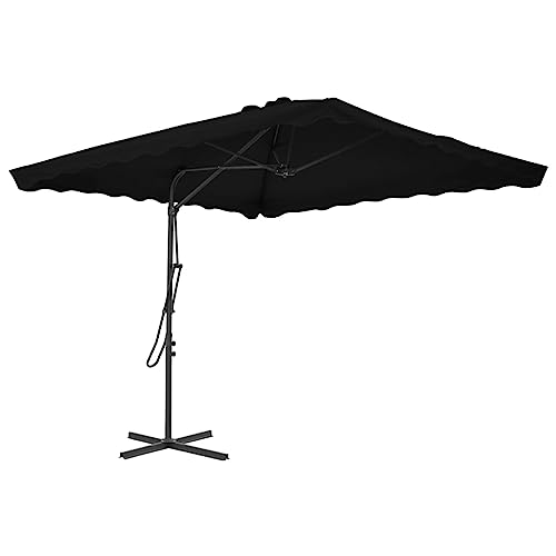 Sonnenschirm mit Stahl-Mast, 250x250x230 cm, UV-beständig, Drehbar um 360 Grad, Für Terrasse, Balkon, Garten, Strandschirm, Schwarz von HaoChrymec