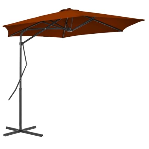 Sonnenschirm mit Stahl-Mast, UV-beständiger Stoff, 360-Grad drehbar, Sonnenschutz für Balkon, Terrasse, Camping, Strandschirm, Terrakotta, 300 x 230 cm von HaoChrymec