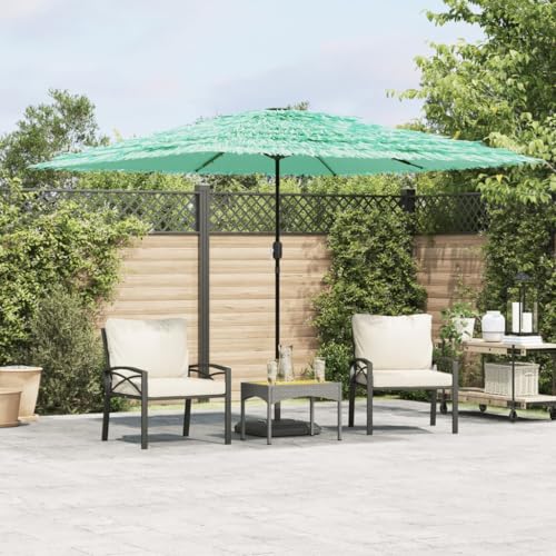 Sonnenschirm mit Stahlmast, 100% Polyester, Kurbelmechanismus, für Balkon, Terrasse, Strand und Camping, Grün, 290x290x238 cm von HaoChrymec