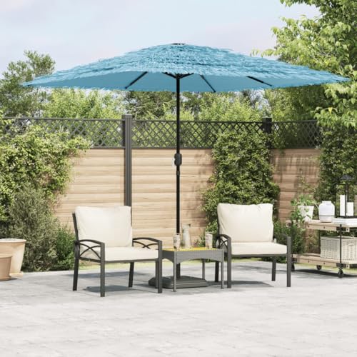 Sonnenschirm mit Stahlmast Blau, UV-Schutz, Kurbelmechanismus, Ideal für Balkon und Terrasse, Strandschirm, Sonnenschirm Camping, 248 x 248 x 248 cm von HaoChrymec