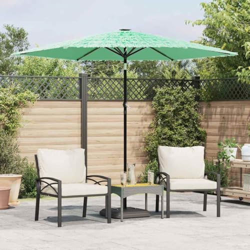 Sonnenschirm mit Stahlmast Grün, 100% Polyester Stoff, Pulverbeschichteter Stahl, Kurbelmechanismus, Sonnenschutz für Terrasse, Balkon und Strand, 268 x 268 x 226 cm von HaoChrymec