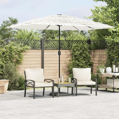 Sonnenschirm mit Stahlmast Weiß, 100% Polyester, Kurbelmechanismus, Schutz vor Sonne und Regen, Sonnenschirm Balkon, Strandschirm, Sonnenschirm Terrasse, 300 x 200 x 250 cm von HaoChrymec