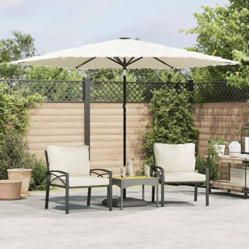 Sonnenschirm mit Stahlmast Weiß, 100% Polyester Stoff, Pulverbeschichteter Stahl, Kurbelmechanismus, Sonnenschutz für Terrasse, Balkon und Strand, 288 x 288 x 225 cm von HaoChrymec