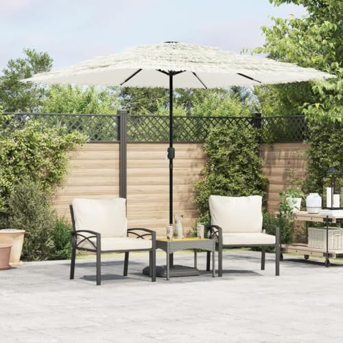 Sonnenschirm mit Stahlmast Weiß 248x248x248 cm, UV-beständig, Mit 8-lagigem Strohdach, Sonnenschutz für Balkon, Terrasse, Camping, Strandschirm von HaoChrymec