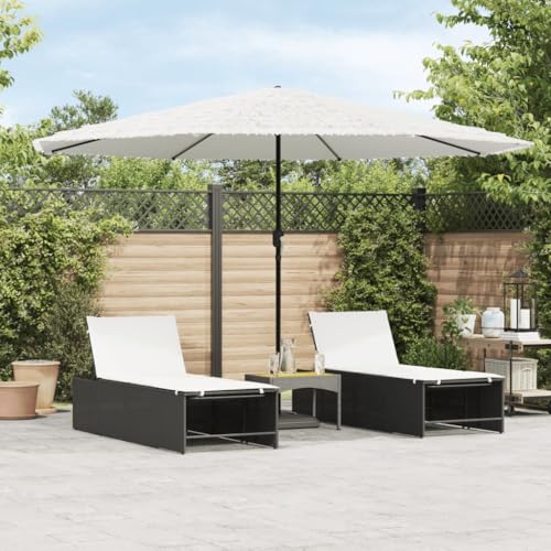 Sonnenschirm mit Stahlmast und Strohdach, UV-beständigem Polyesterstoff, Kurbelmechanismus, Sonnenschutz für Balkon, Terrasse und Garten, Strandschirm, Weiß, 388 x 388 x 248 cm von HaoChrymec