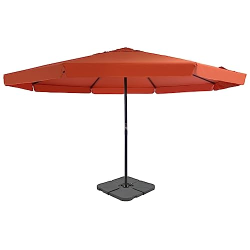 Sonnenschirm mit Tragbarem Sonnenschirmständer, Aluminiumrahmen, 5 m Durchmesser, Terrakotta, Sonnenschutz für Balkon, Terrasse, Garten, Strandschirm von HaoChrymec