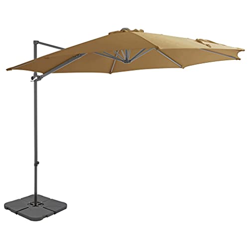 Sonnenschirm mit Tragbarem Sonnenschirmständer, Taupe, 360° drehbar, UV-beständig, Sonnenschirm Balkon, Sonnenschirm Terrasse, Strandschirm, 3 x 2.55 m von HaoChrymec