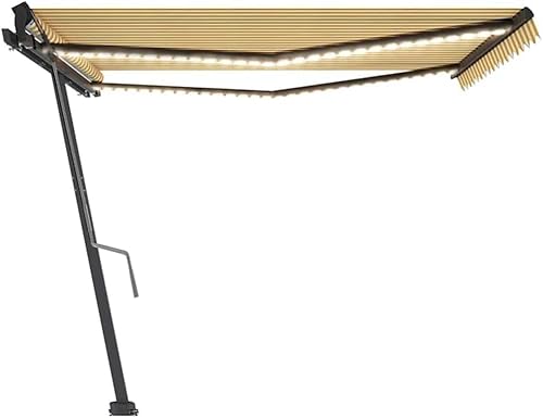 Standmarkise Automatisch, Einziehbar mit Fernbedienung, Pulverbeschichteter Aluminiumrahmen, Sonnenschutz Balkon, Freistehende Markise, Klemmmarkise Balkon, Gelb & Weiß, 600 x 300 cm Standmarkise Automatisch, Einziehbar mit Fernbedienung, Pulverbeschichteter Aluminiumrahmen, Sonnenschutz Balkon, Freistehende Markise, Klemmmarkise Balkon, Gelb & Weiß, 600 x 300 cm von HaoChrymec